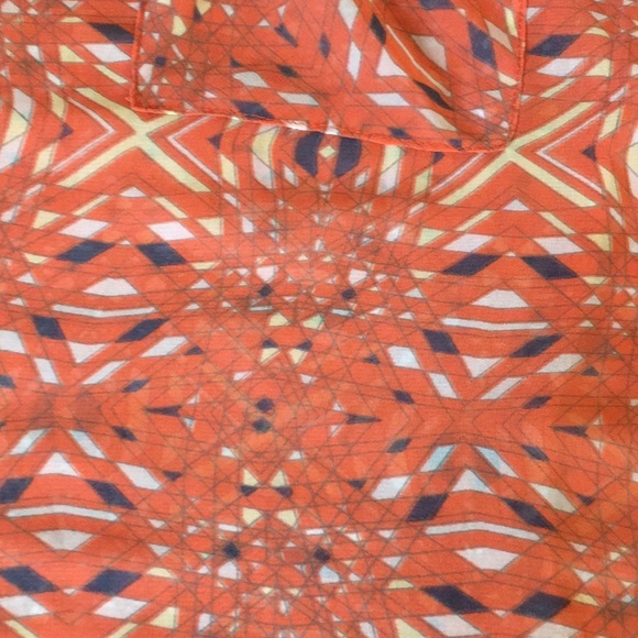 FREE PEOPLE Easy Rider Sheer Geometric Print Blouse - S - Picture 5 of 8